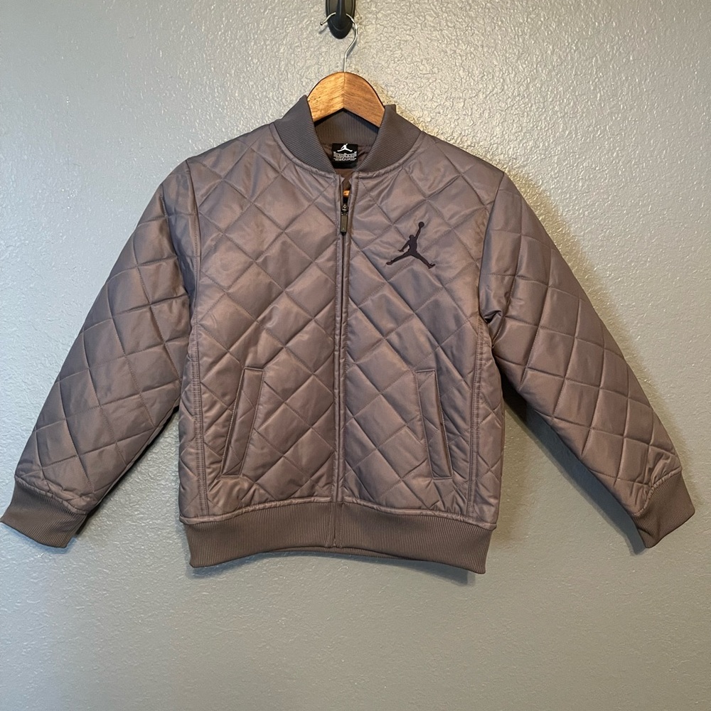 Boys Quilted Bomber JORDAN Jacket - Dark Grey - Big Kid Size M - NWOT